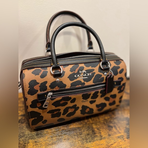Coach, Rowan Satchel In Signature Canvas With Leopard Print - Picture 9 of 14